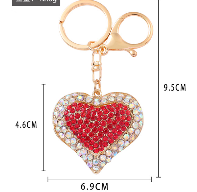 Love heart diamond keychain: White / Hollow