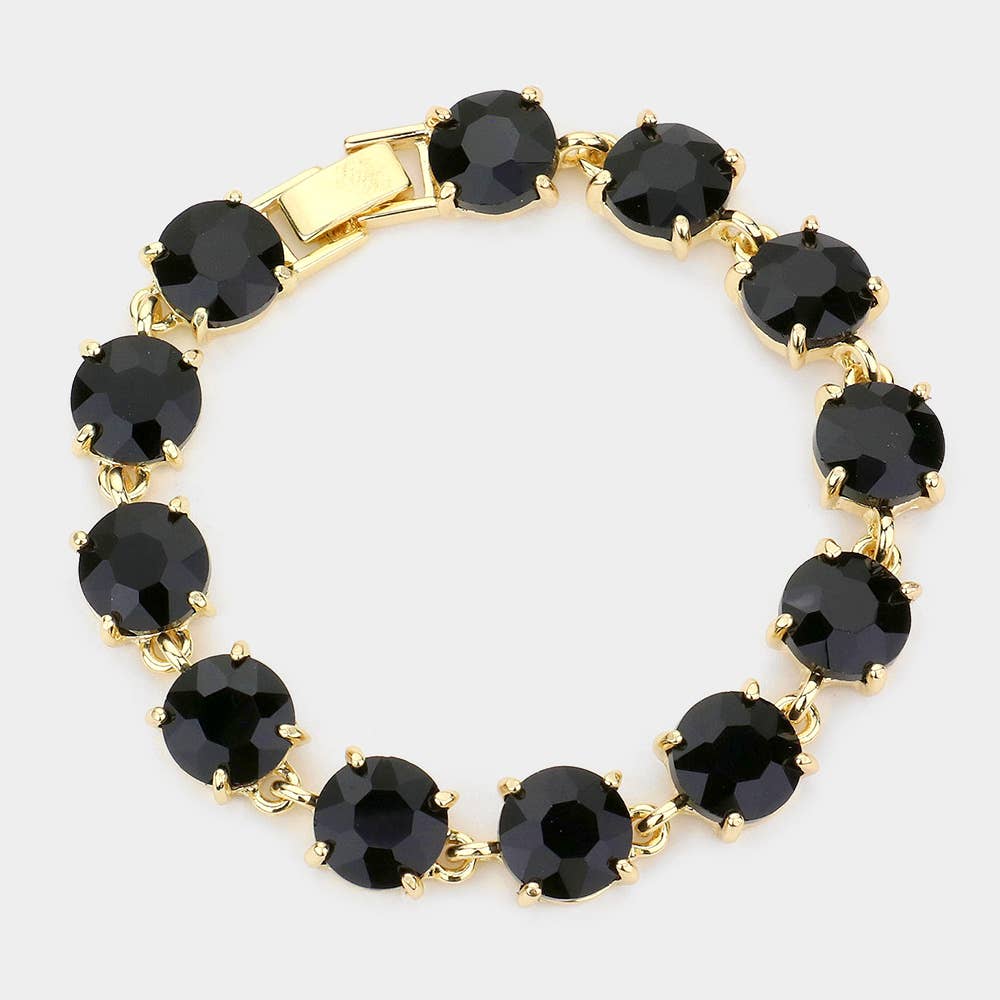 Round Stone Link Evening Bracelet: Gold
