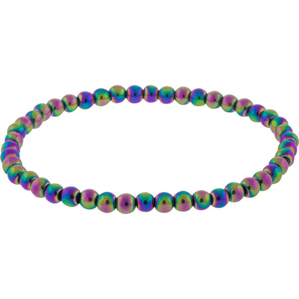Elastic Bracelet Round Beads - Rainbow Hematite - Candle Queen Candles