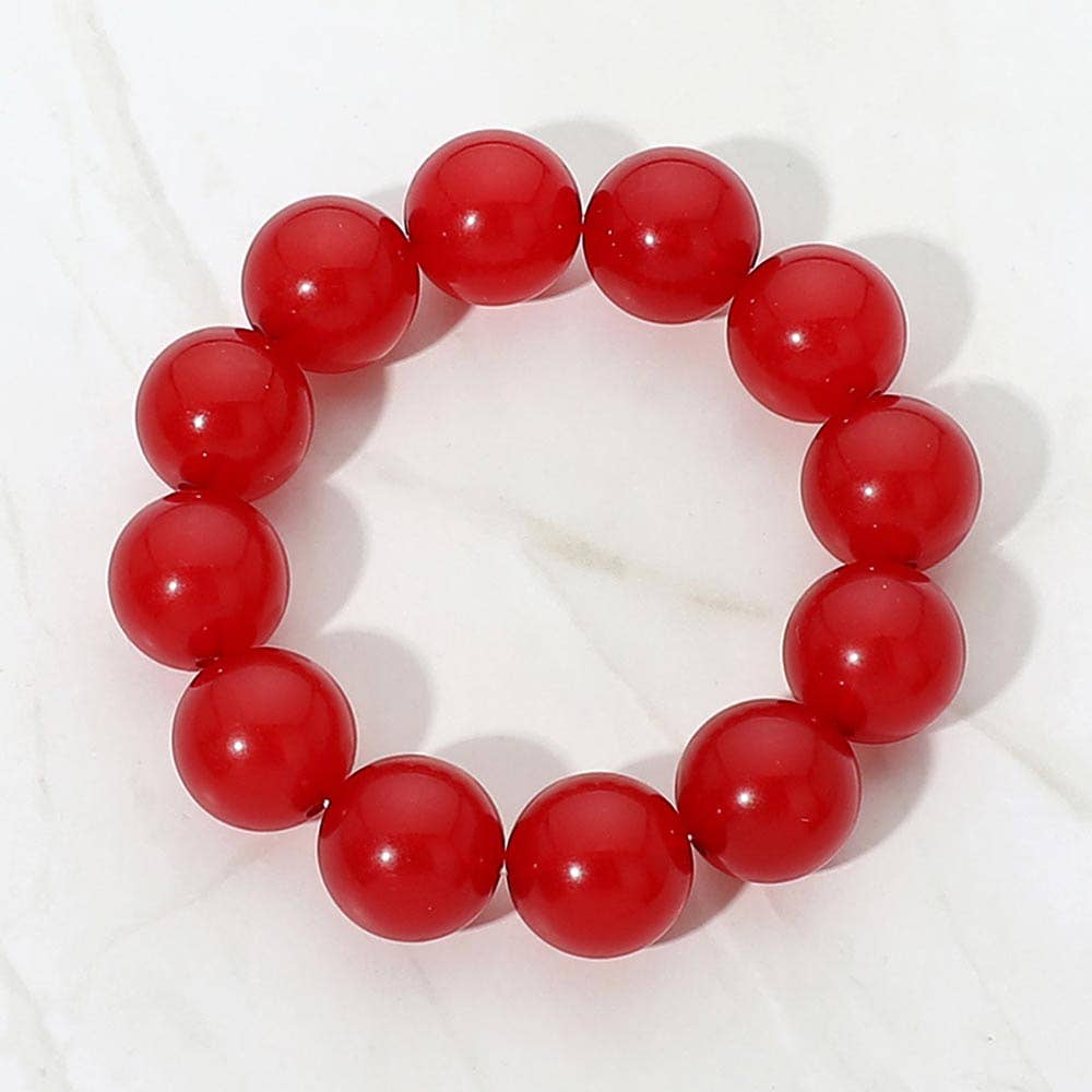 SECRET BOX_Chunky Round Beaded Stretch Bracelet: Multi