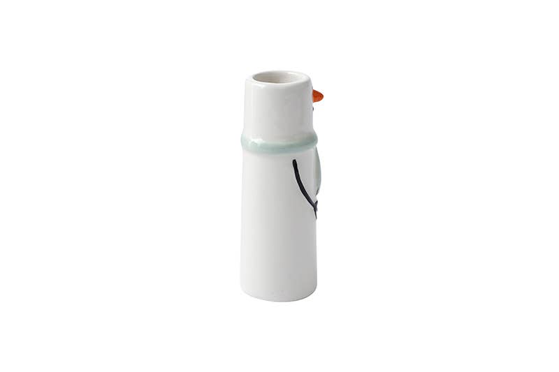 Winter Robin Snowman Bud Vase In Gift Box