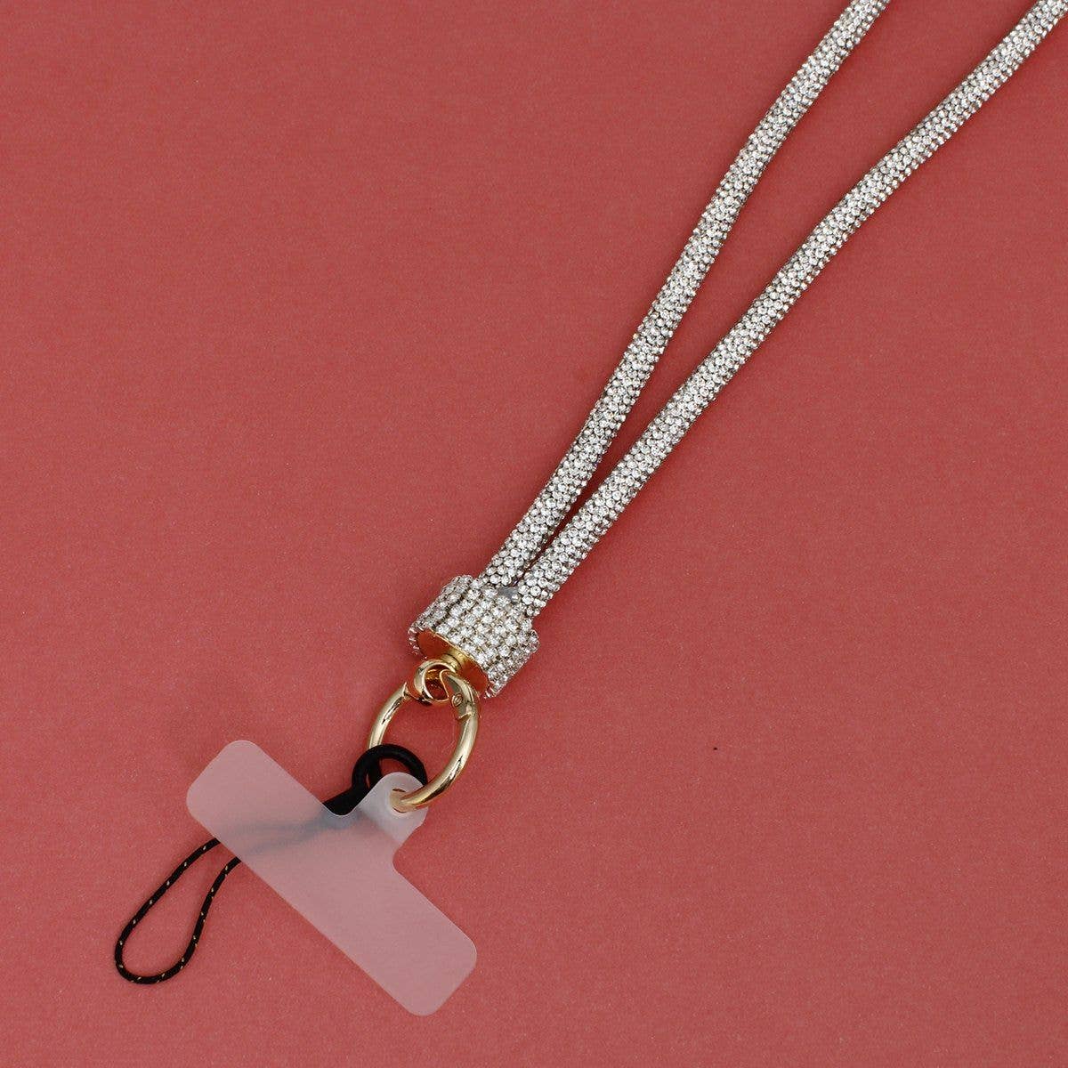 Rhinestone Long Phone Strap Clear Bling Lanyard: Color: Clear / Plating: Gold / Size: 32 inches