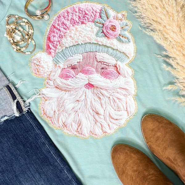 French Knot Santa Tee (Dusty Blue)