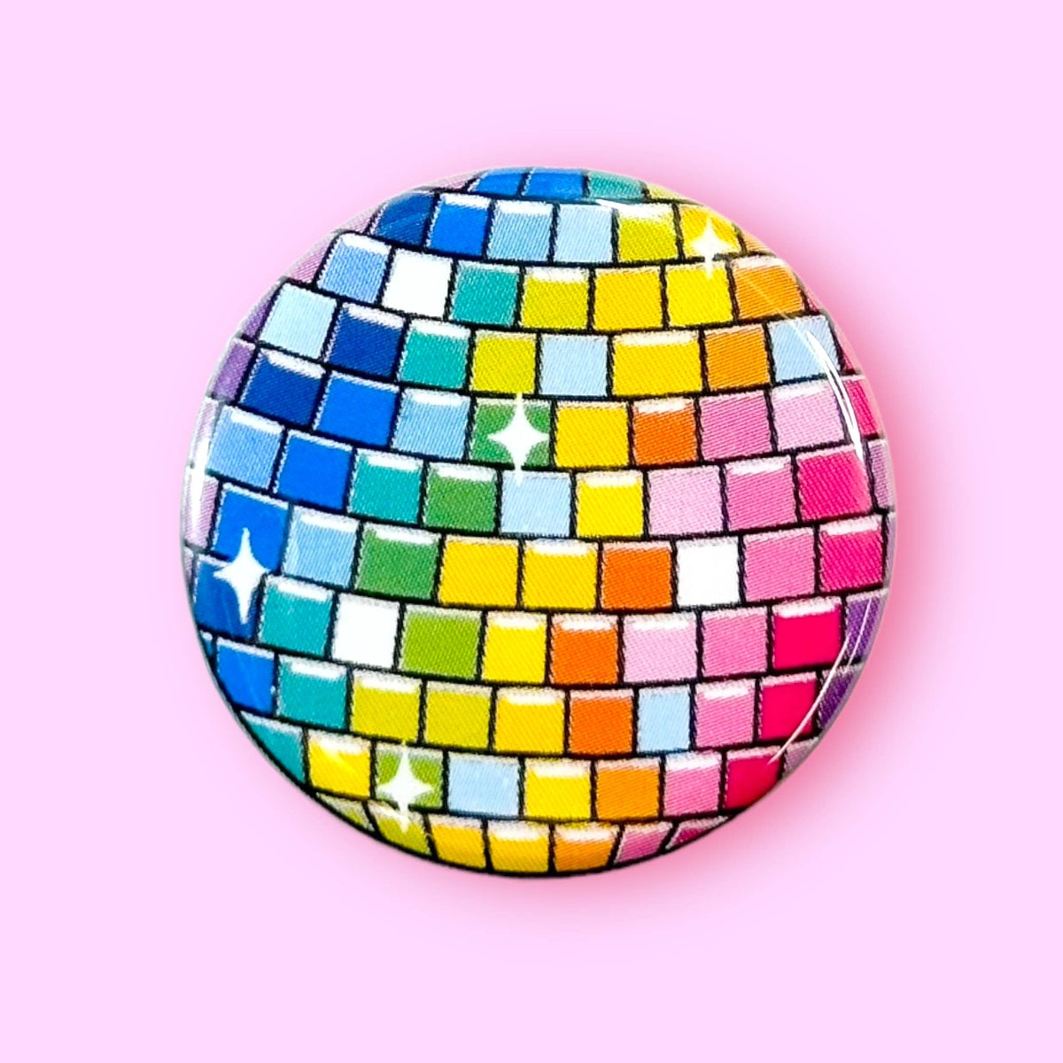 Rainbow Disco Ball Pin / 1.25"