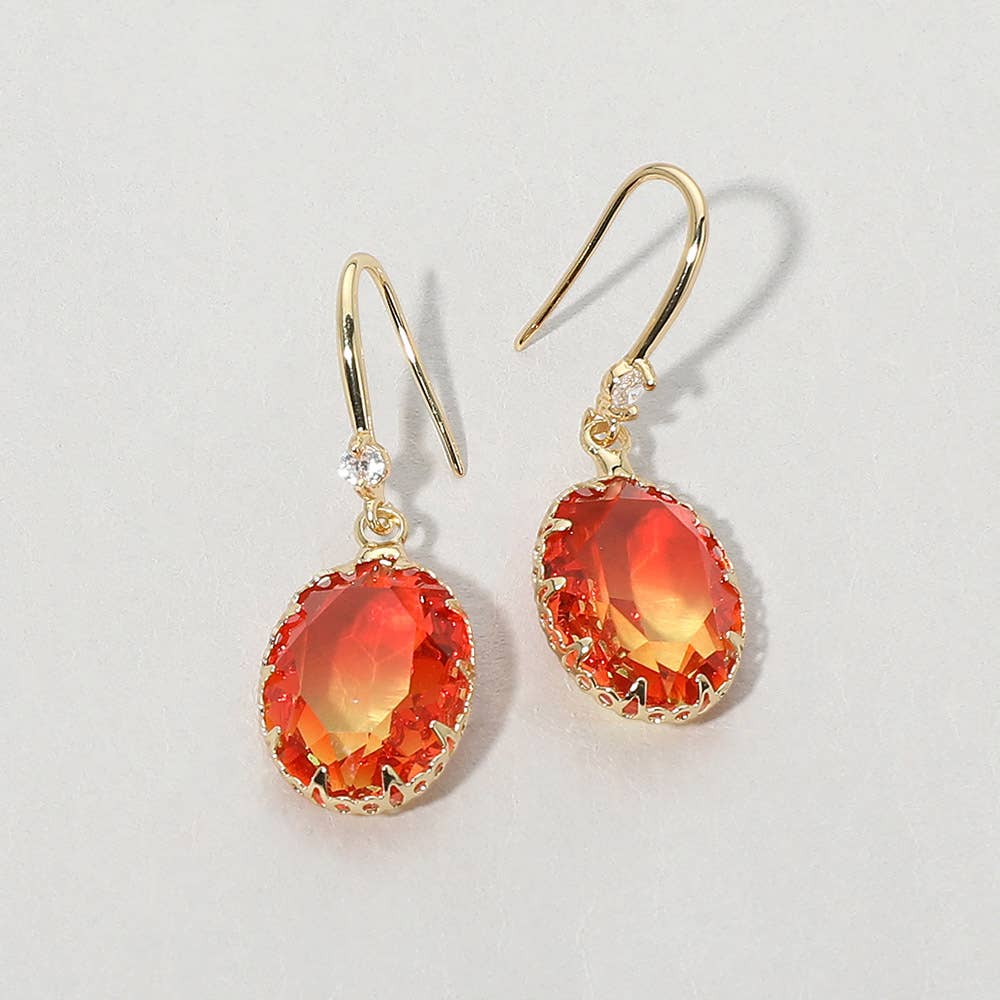 Oval Stone Drop Earrings: Light,Multi