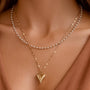 18K Gold Plated Waterproof Stainless Steel Chain Heart Pearl Necklace