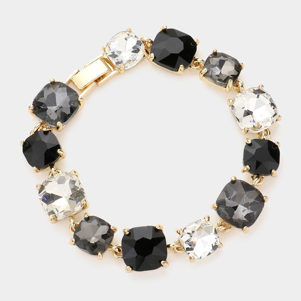 Cushion Square Stone Link Evening Bracelet: Vitrail Medium