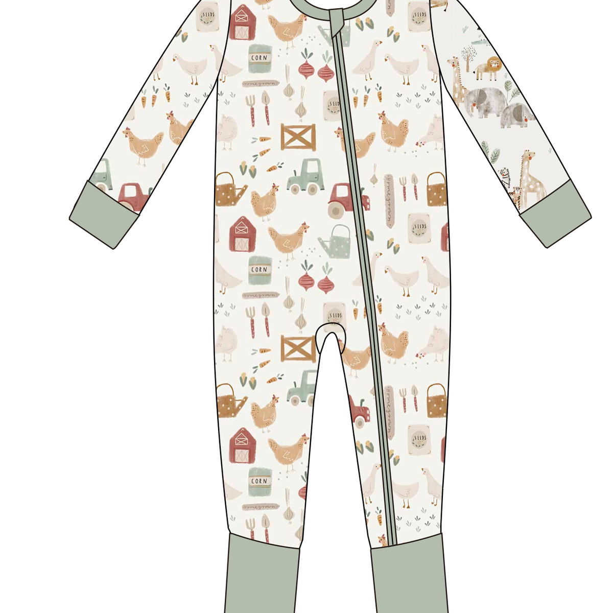 Baby Bamboo Pajamas - Bamboo Sleeper - On The Farm : 12-18m