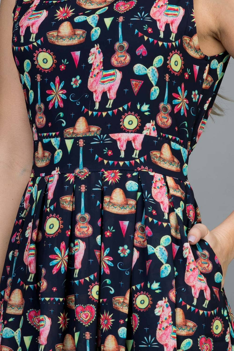 Fiesta Llama Print Dress