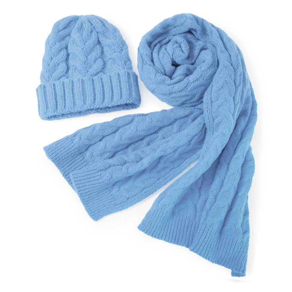 Cable Knit Beanie & Scarf Winter Set
: Lavender