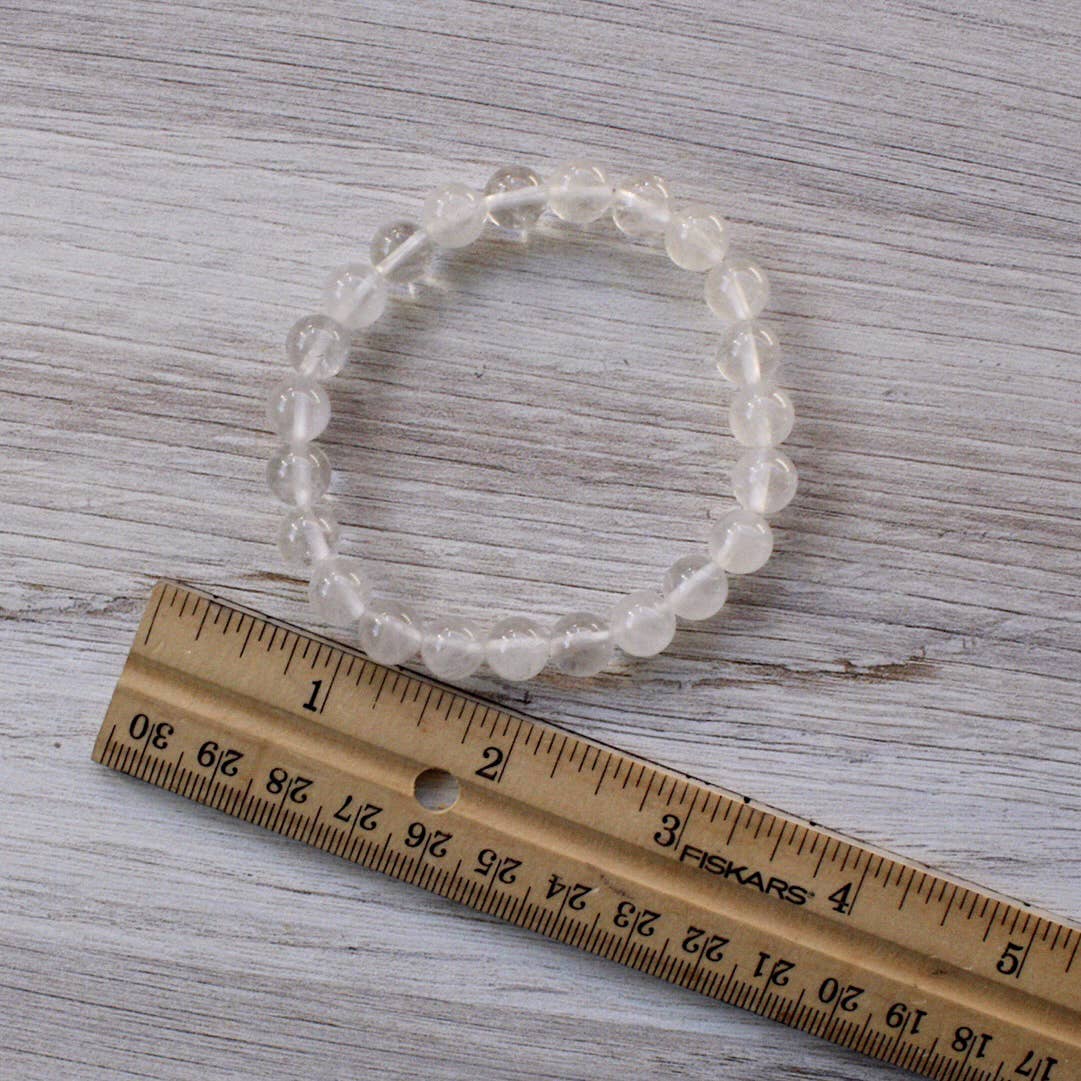 Clear Quartz Bracelet 4mm/6mm/8mm- Crystals & Stones: 8mm