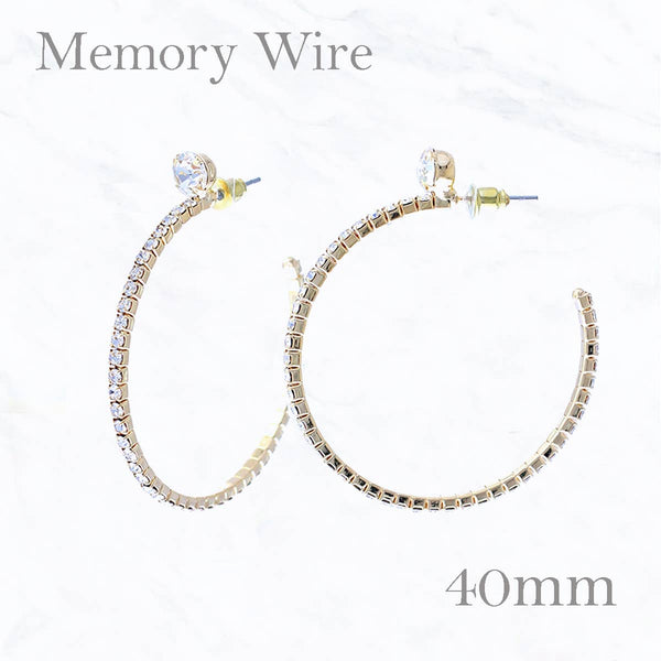 40mm Open End Hoop with Rhinestone Earrings: Gold
