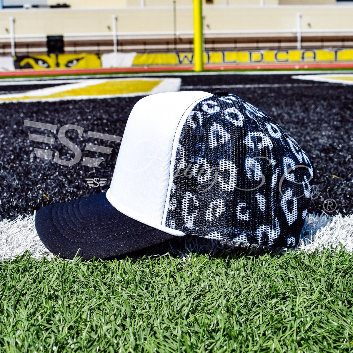 White Front Leopard Magna Pony™ Mesh Foam Trucker Hat: Orange