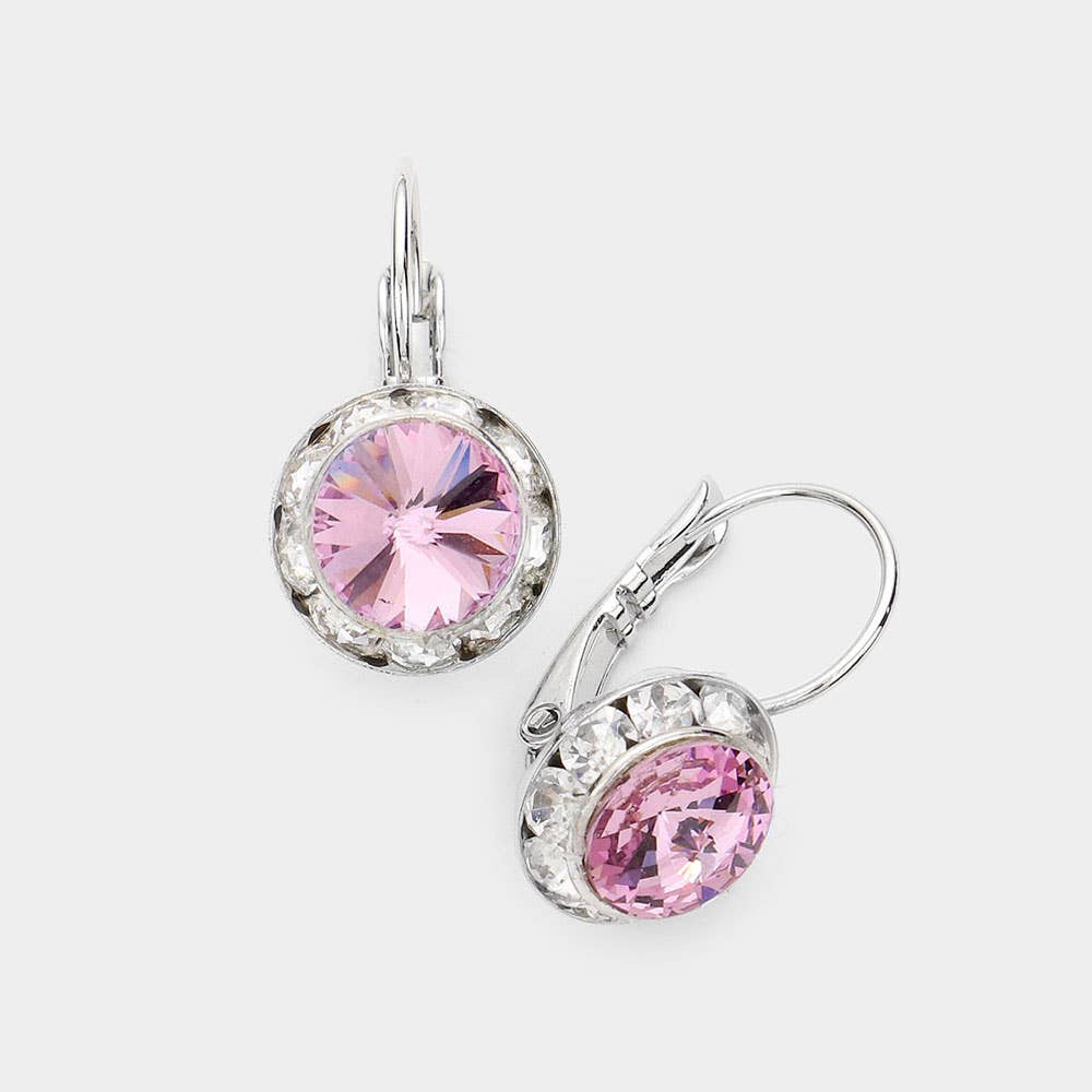 Rivoli Cut Genuine Crystal Lever Back Earrings: AB