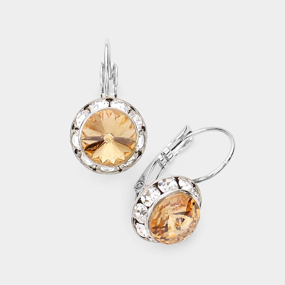 Rivoli Cut Genuine Crystal Lever Back Earrings: AB