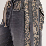 MINERAL WASHED LEOPARD PANEL DRAWSTRING PANTS: DUSTY LEOPARD - Candle Queen Candles