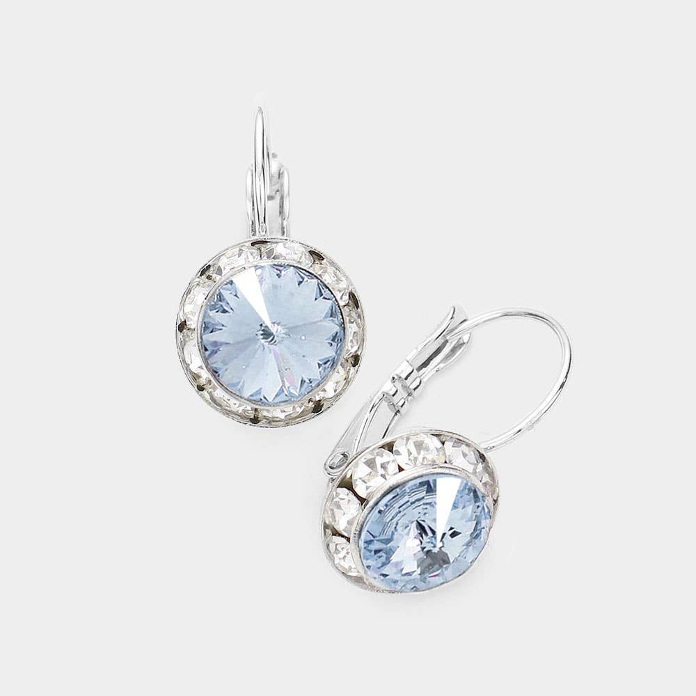 Rivoli Cut Genuine Crystal Lever Back Earrings: AB