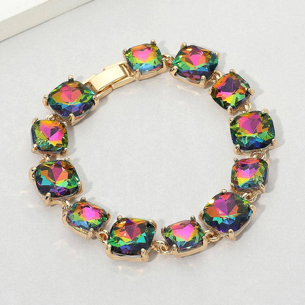 Cushion Square Stone Link Evening Bracelet: Vitrail Medium