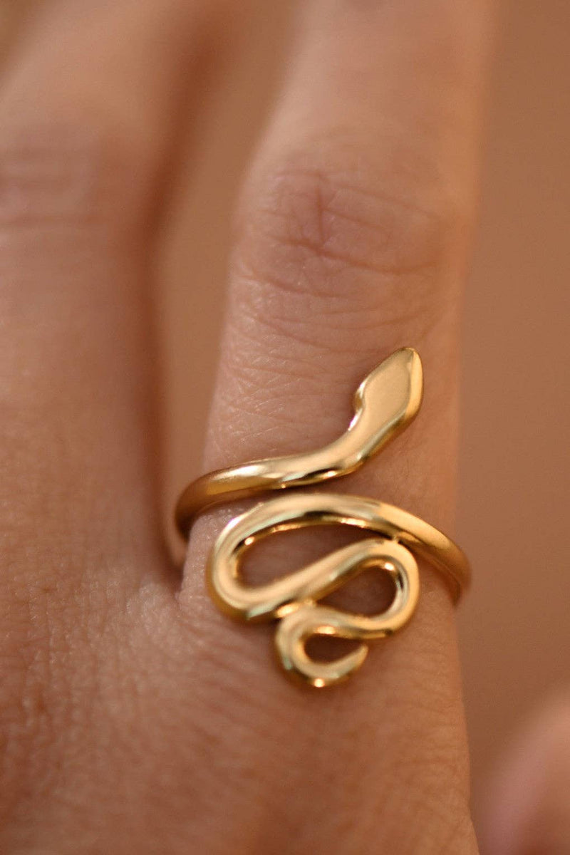 18K Gold Plated Stainless Steel Adjustable Snake Ring