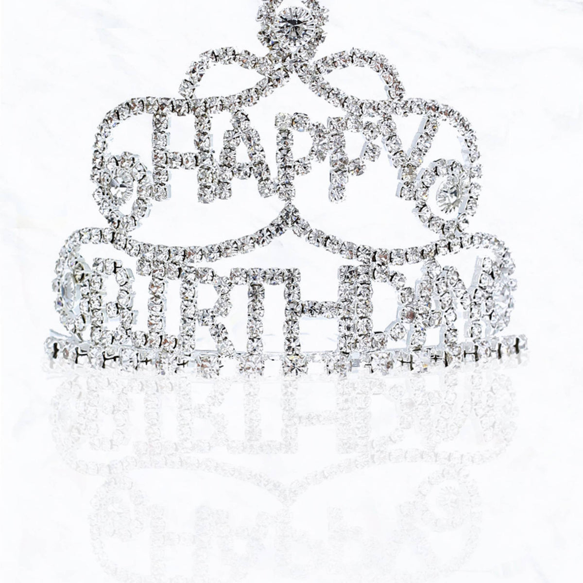 Silver HAPPY BIRTHDAY Rhinestone Tiara: Silver