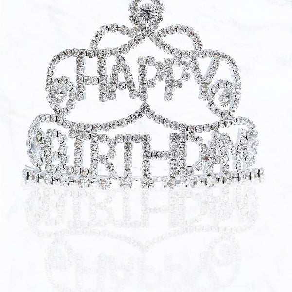 Silver HAPPY BIRTHDAY Rhinestone Tiara: Silver