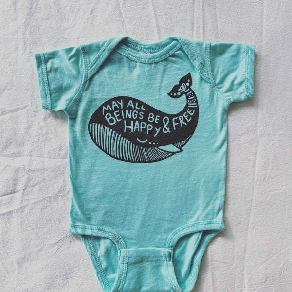 Whale Baby Onesie: Mint / 12M