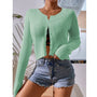 Slim-Fit Short Cardigan: Green