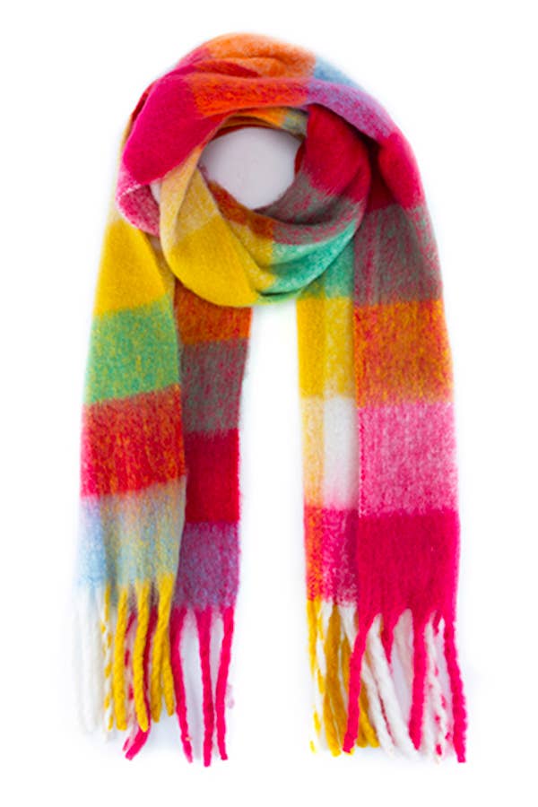 Oversize Soft Winter Scarf: Pink/Multi