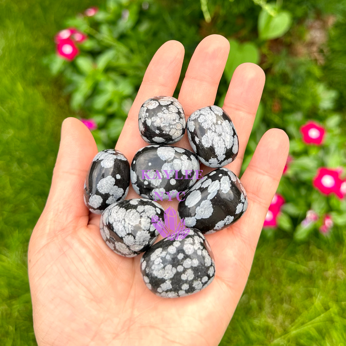 2 Lbs Natural Snowflake Obsidian Tumble Healing Energy