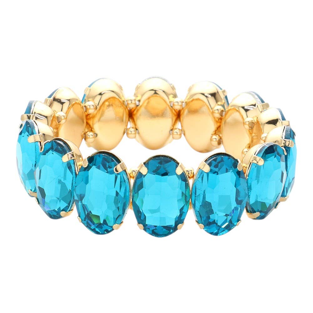 Oval Stone Stretch Evening Bracelet: Multi
