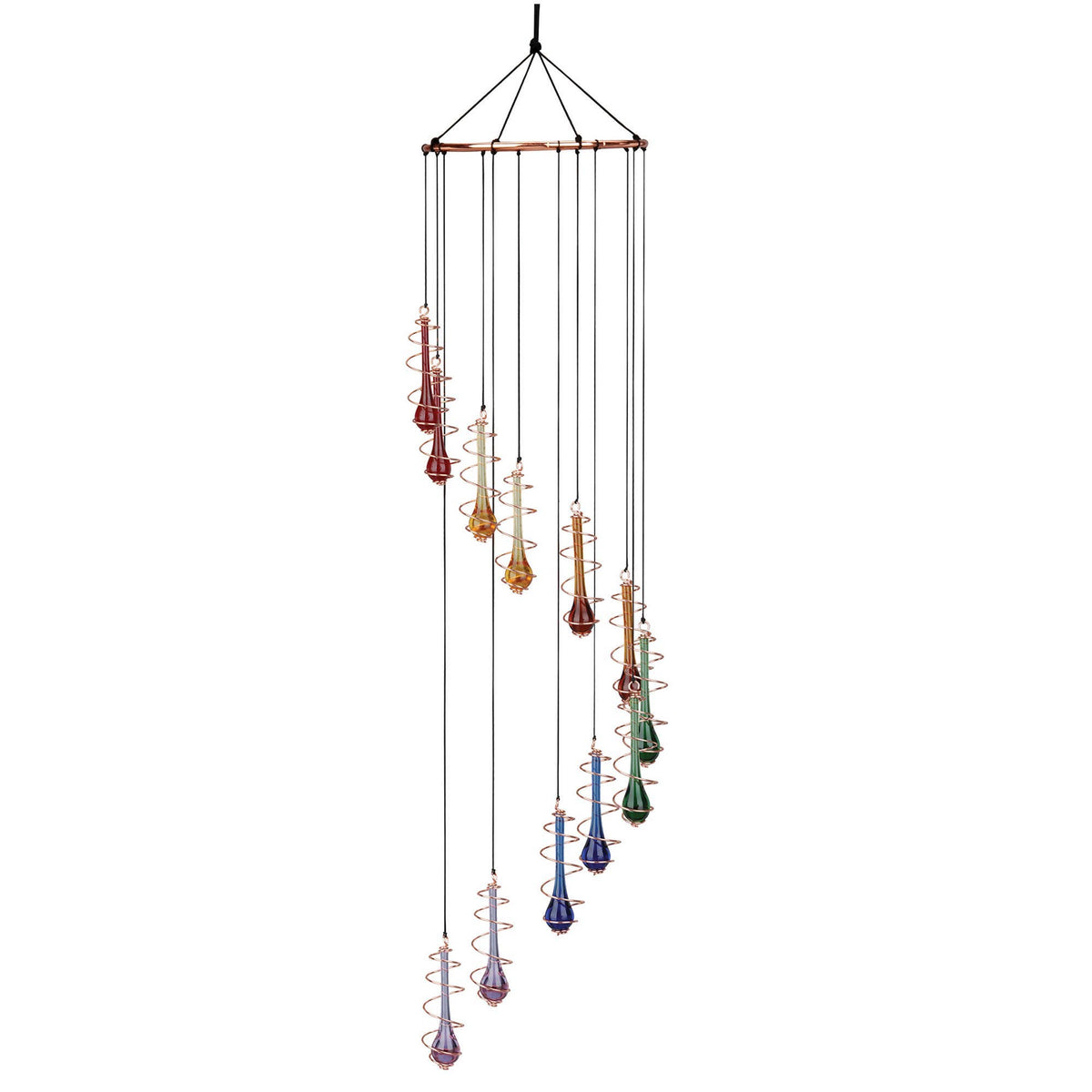 Rainbow Teardrop Spiral Suncatcher Windchime - 32"