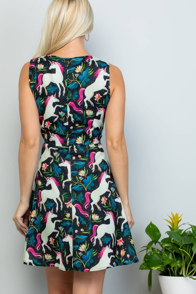 Unicorn With Floral Print Dress