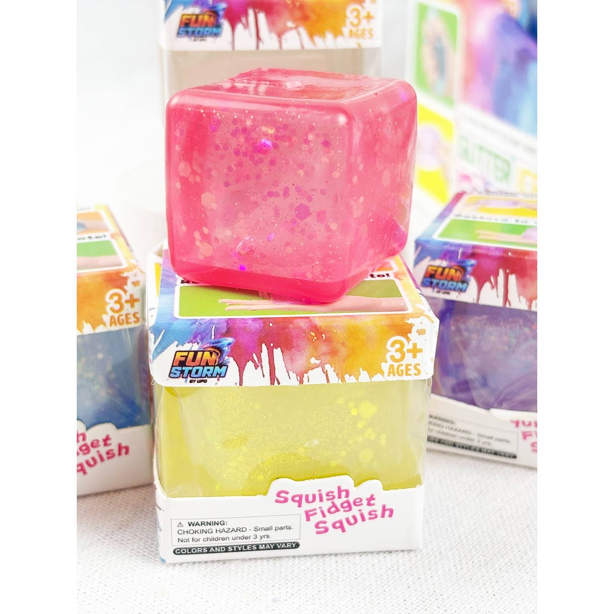 Glitter Ice Cube Squishy Fidget Toy: RANDOM COLOR
