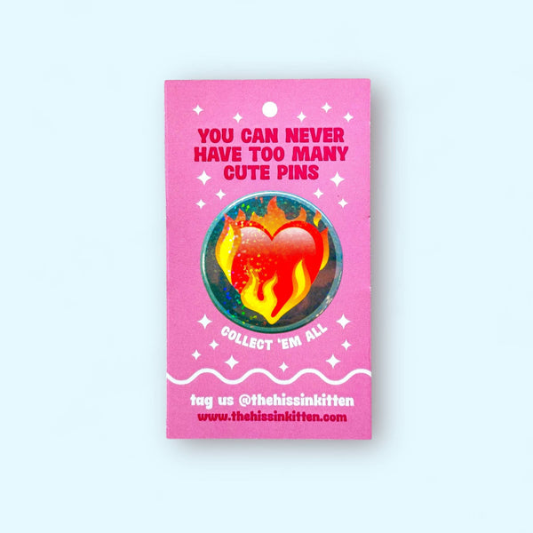 Flaming Heart - Taylor Swift - Glitter Button Pin / 1.25"