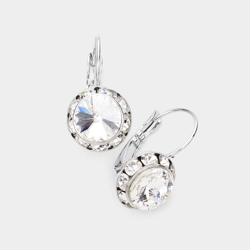 Rivoli Cut Genuine Crystal Lever Back Earrings: AB