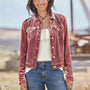 Versatile Short Velvet Jacket With Lapel: LIGHT PINK / rose