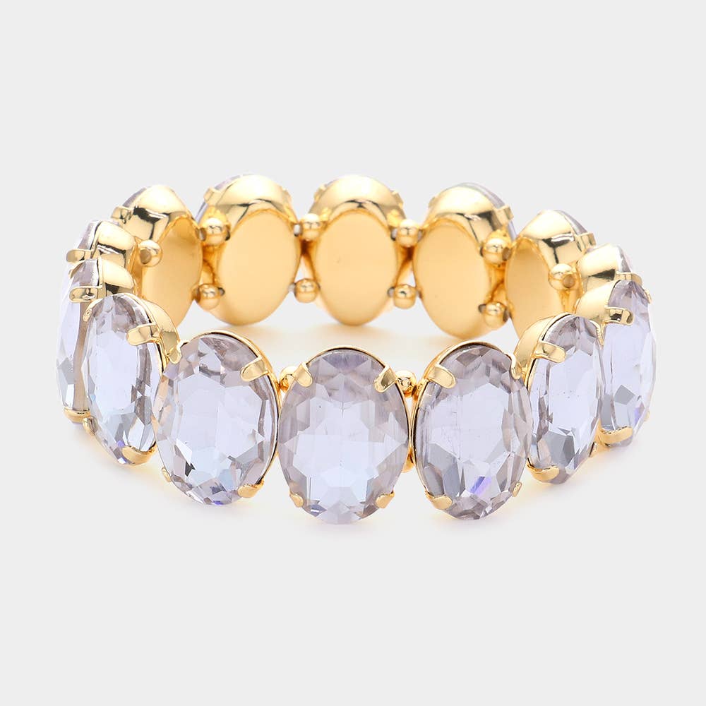 Oval Stone Stretch Evening Bracelet: Multi