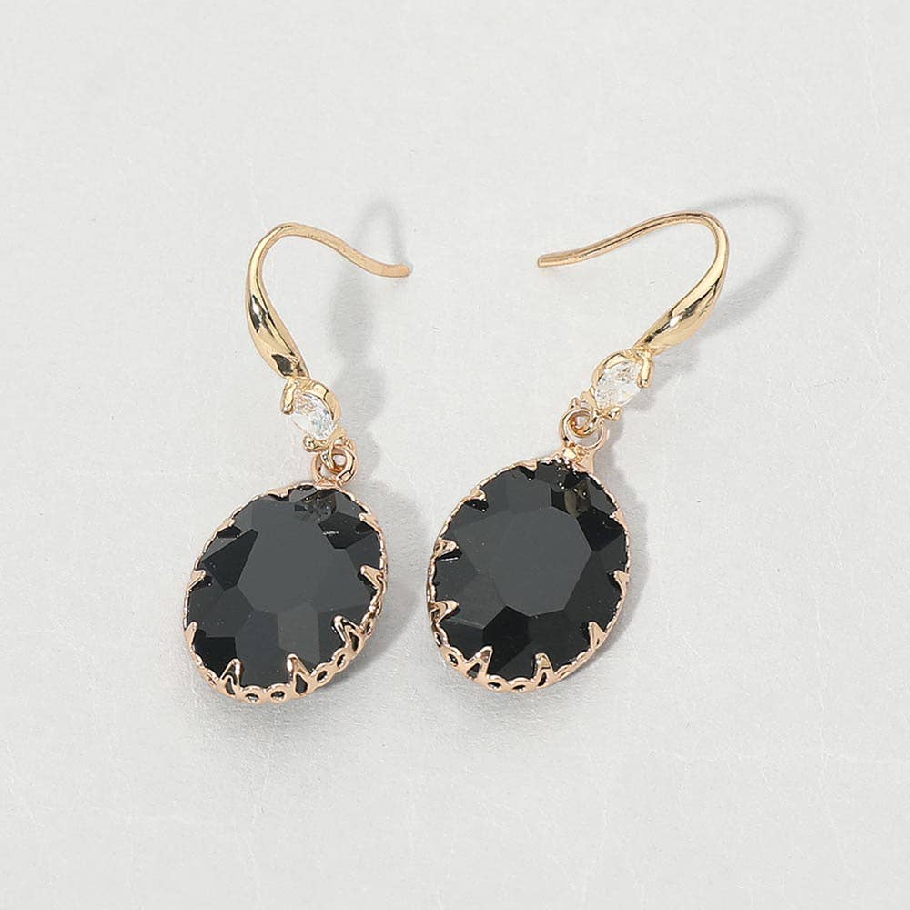 Oval Stone Drop Earrings: Light,Multi