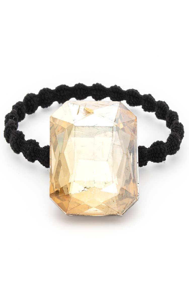Crystal Stone Holiday Hair Tie: Clear