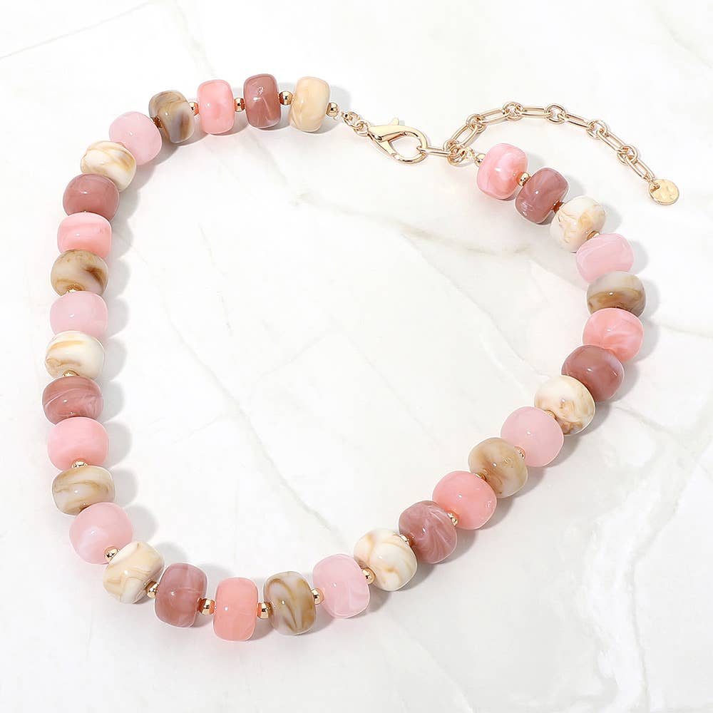 Chunky Colorful Rondelle Beaded Statement Necklace: Multi
