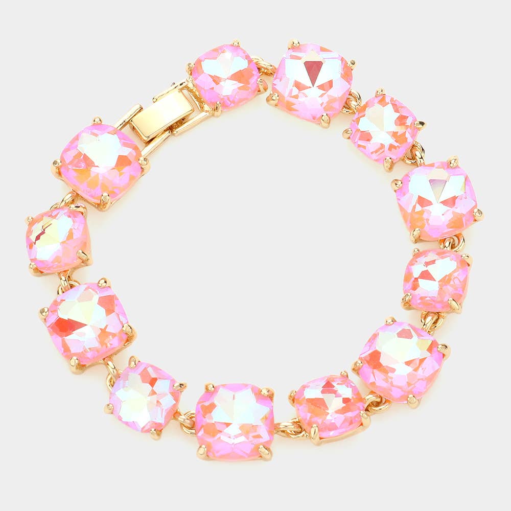 Cushion Square Stone Link Evening Bracelet: Vitrail Medium