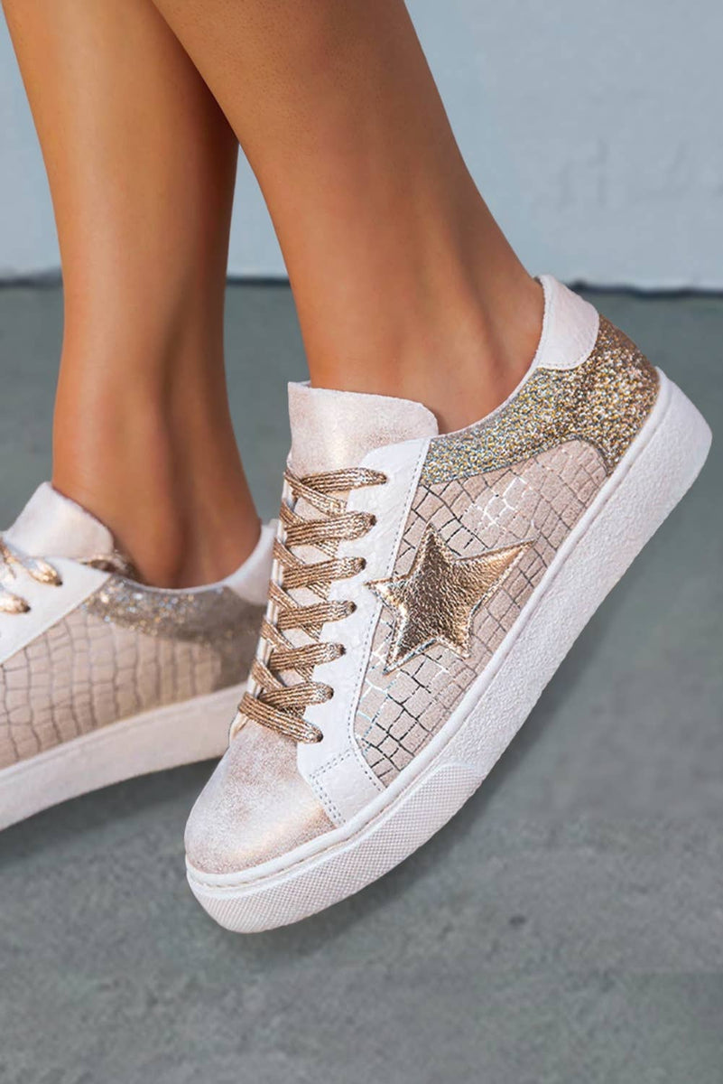 Gold Glitter Star Patchwork Sneakers size 8.5, 9.