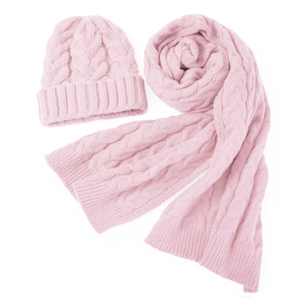 Cable Knit Beanie & Scarf Winter Set
: Fu
