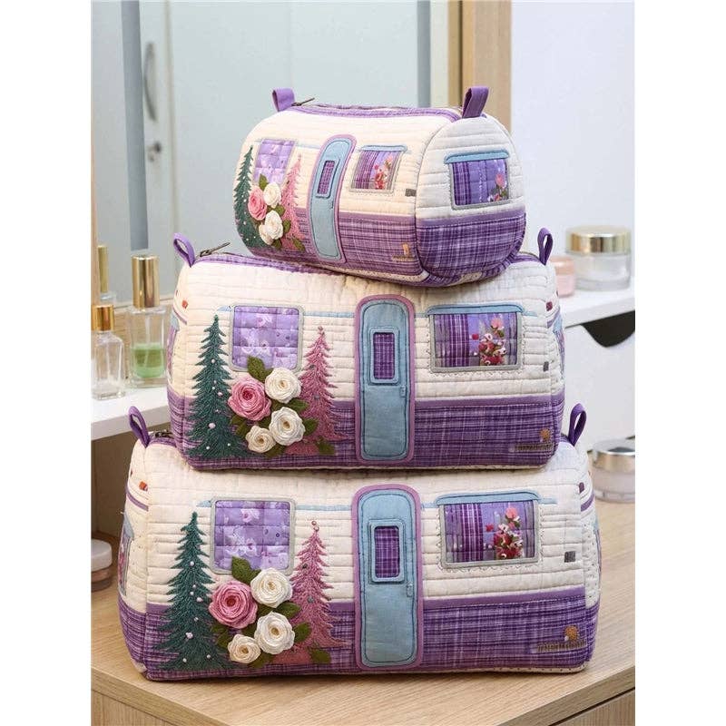 Quilted Makeup Organizer Bag Set: Style 3 / Small package G669: 6 inches x 3 inches x 3 inches