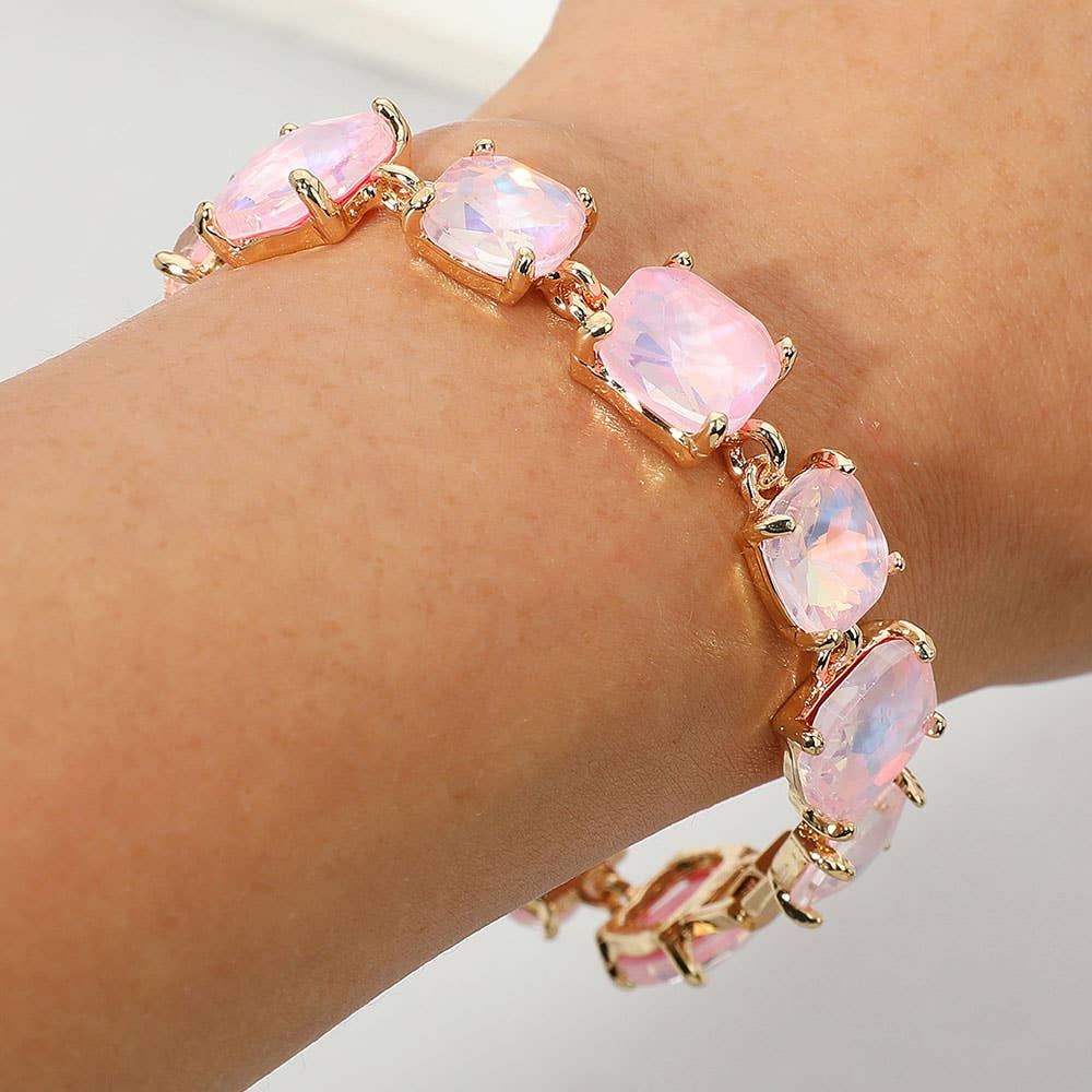 Cushion Square Stone Link Evening Bracelet: Vitrail Medium