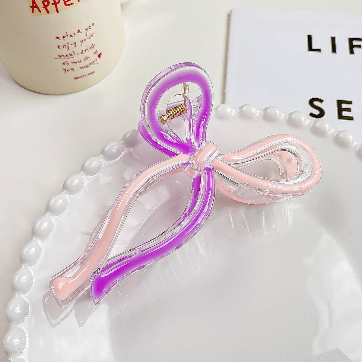 Colorful butterfly hairbow hair clip claw: Pink / Bow