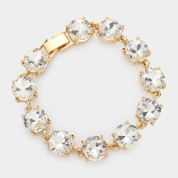 Round Stone Link Evening Bracelet: Gold