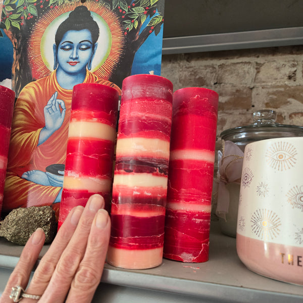 Candy Cane Pillar Candles - Candle Queen Candles