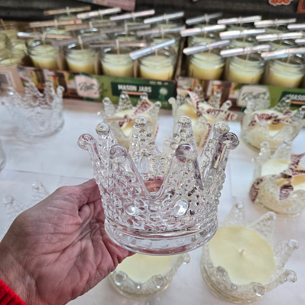 SOLD OUT!! Preorders only! In stock 12/17th.  Crown Glass Candles