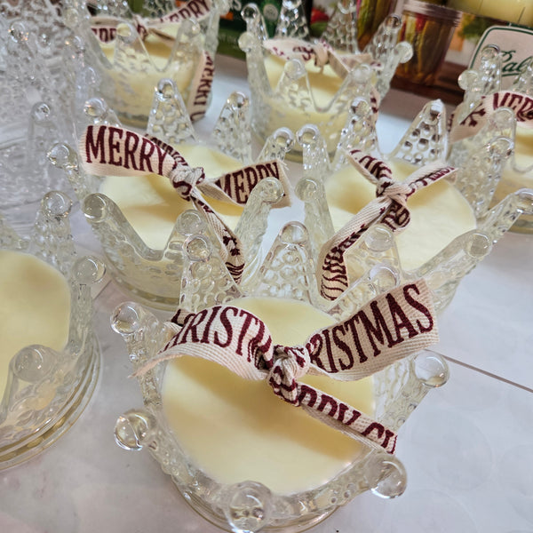 SOLD OUT!! Preorders only! In stock 12/17th.  Crown Glass Candles